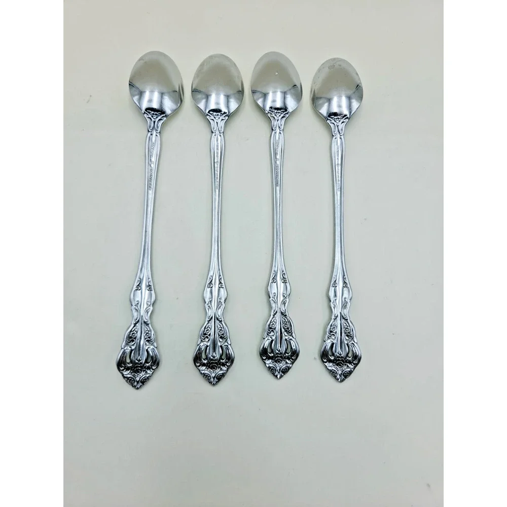 Set of 4 Oneida Stainless Cube MICHELANGELO Pattern Iced Teaspoon